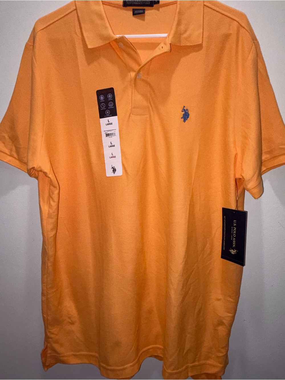 NWT U.S. Polo Assn. Men's Orange Polo size L